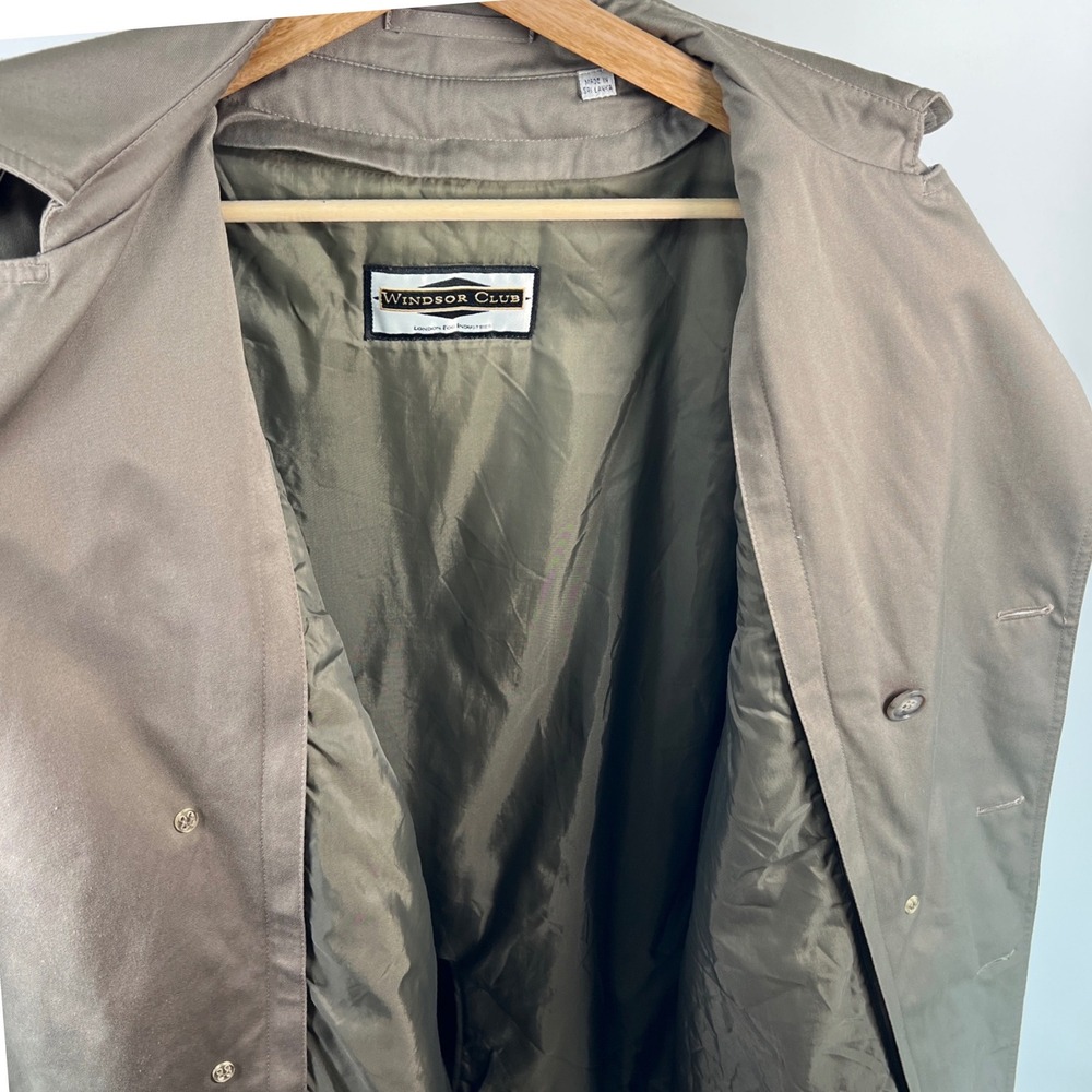 Windsor Club London Fog Mens Trench Coat 40 Long Taupe Double Breasted Belted - Picture 5 of 8